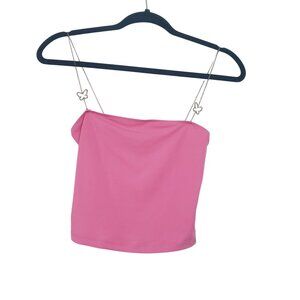 Rue21 Pink Butterfly Chain Strap Crop Top XS Y2K Fairy Festival Coachella Summer